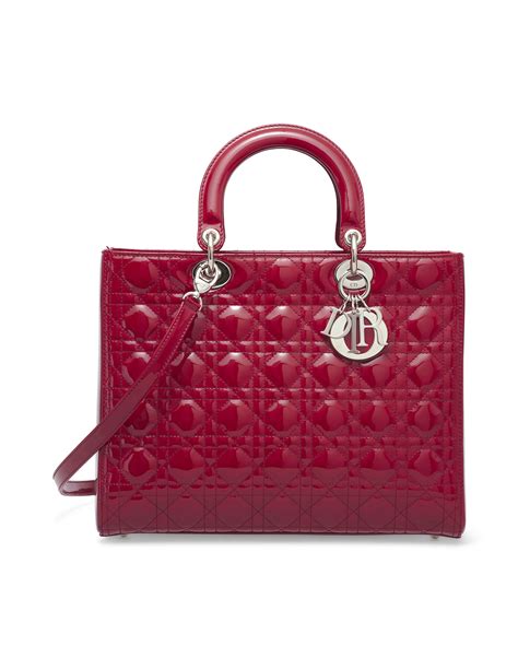 large lady dior cherry red|Dior Cherry Red Patent Leather Large Lady Dior Tote .